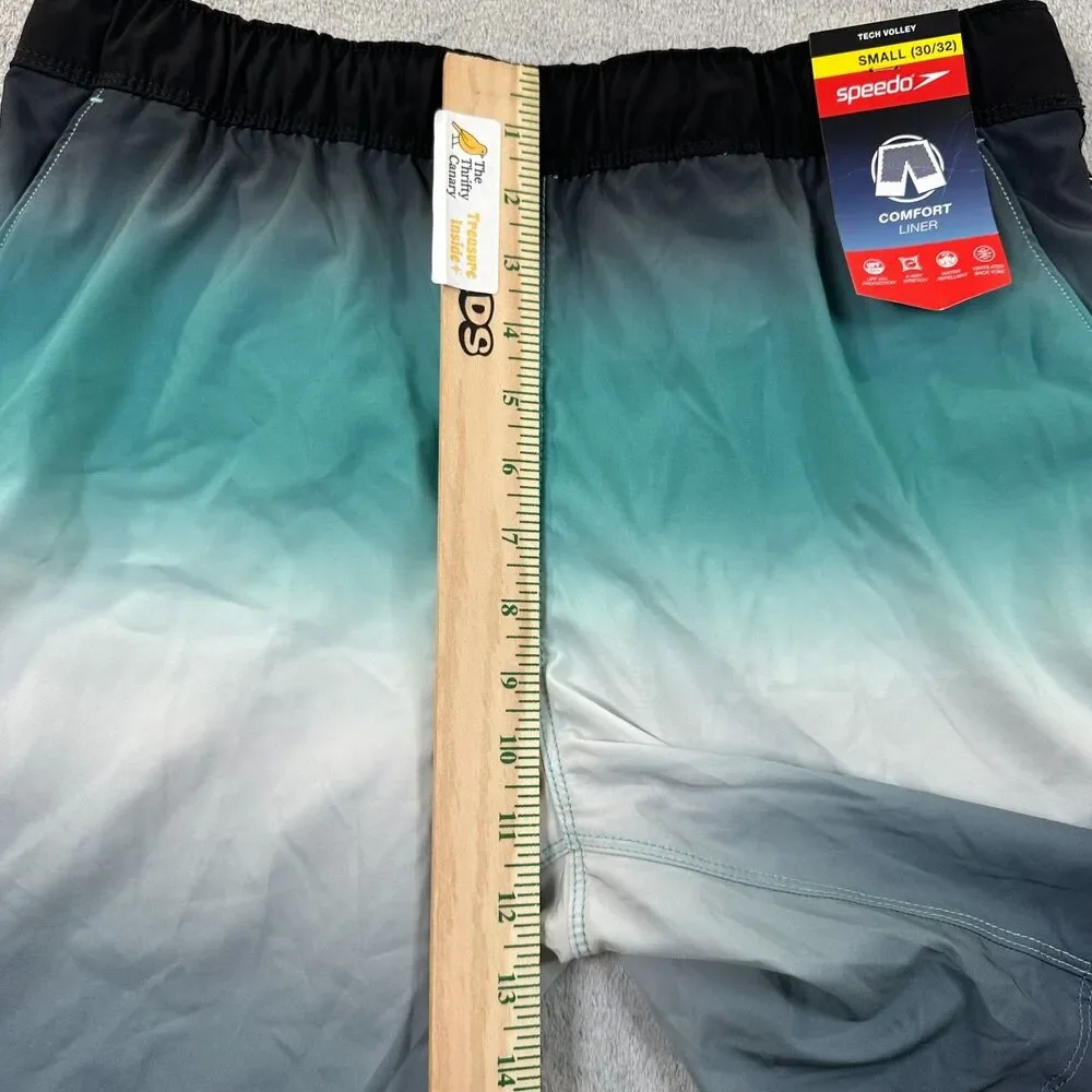 Speedo Men's Swim Trunks Board Shorts Ombré Fade Green Gray 9